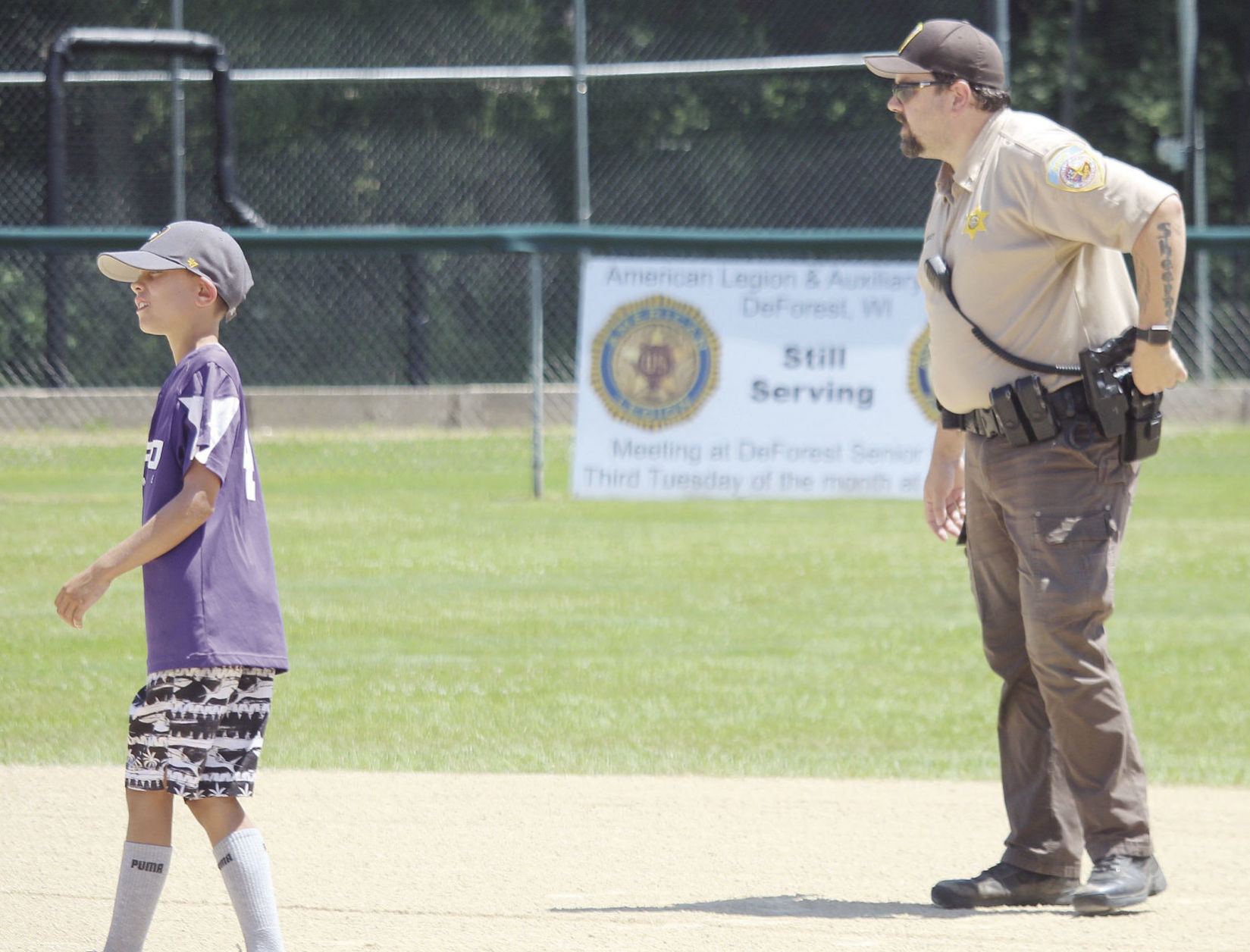 Playing kickball